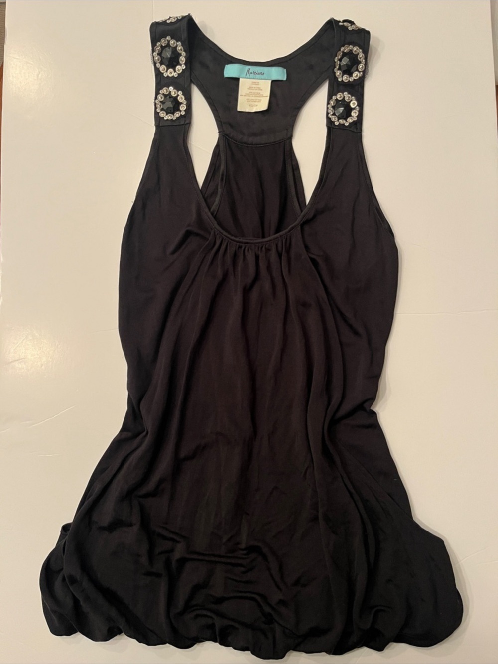 Mariano Silk Embellished Black Tank 
Size XS